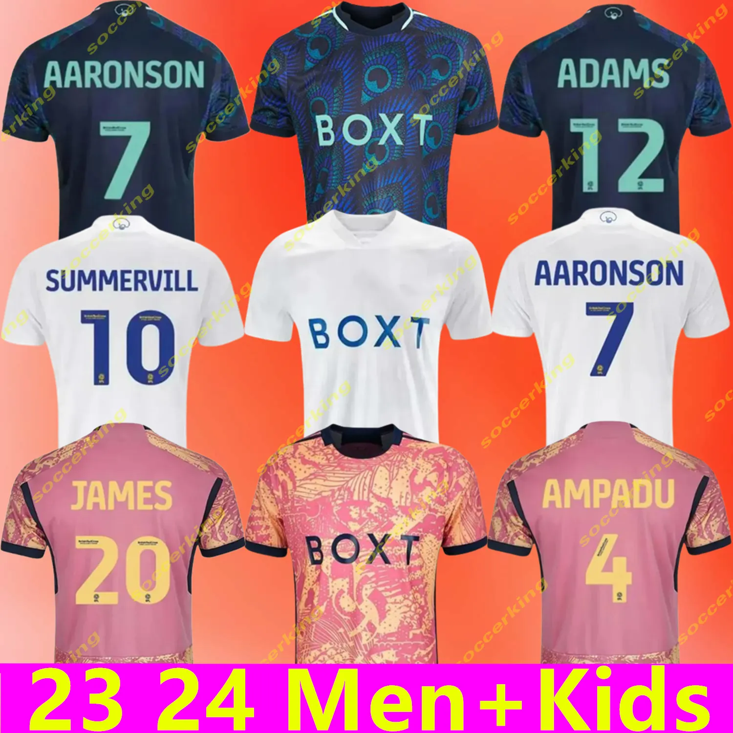 23 24 BAMFORD Llorente maglie da calcio casa lontano 2023 2024 Adams Aaronson HARRISON Sinisterra JAMES Maillots De Football Kit per bambini Maglia da calcio Leeds Unitedes