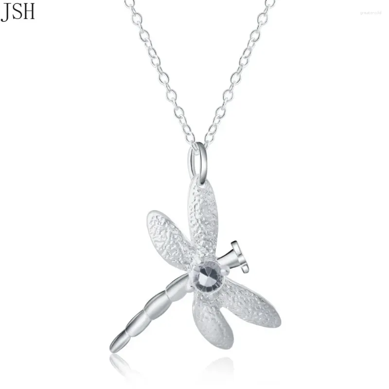 Pendanthalsband silverfärg för kvinnor Cyrstal Dragonfly Halsband smycken mode söt bröllopsfestälskare p011