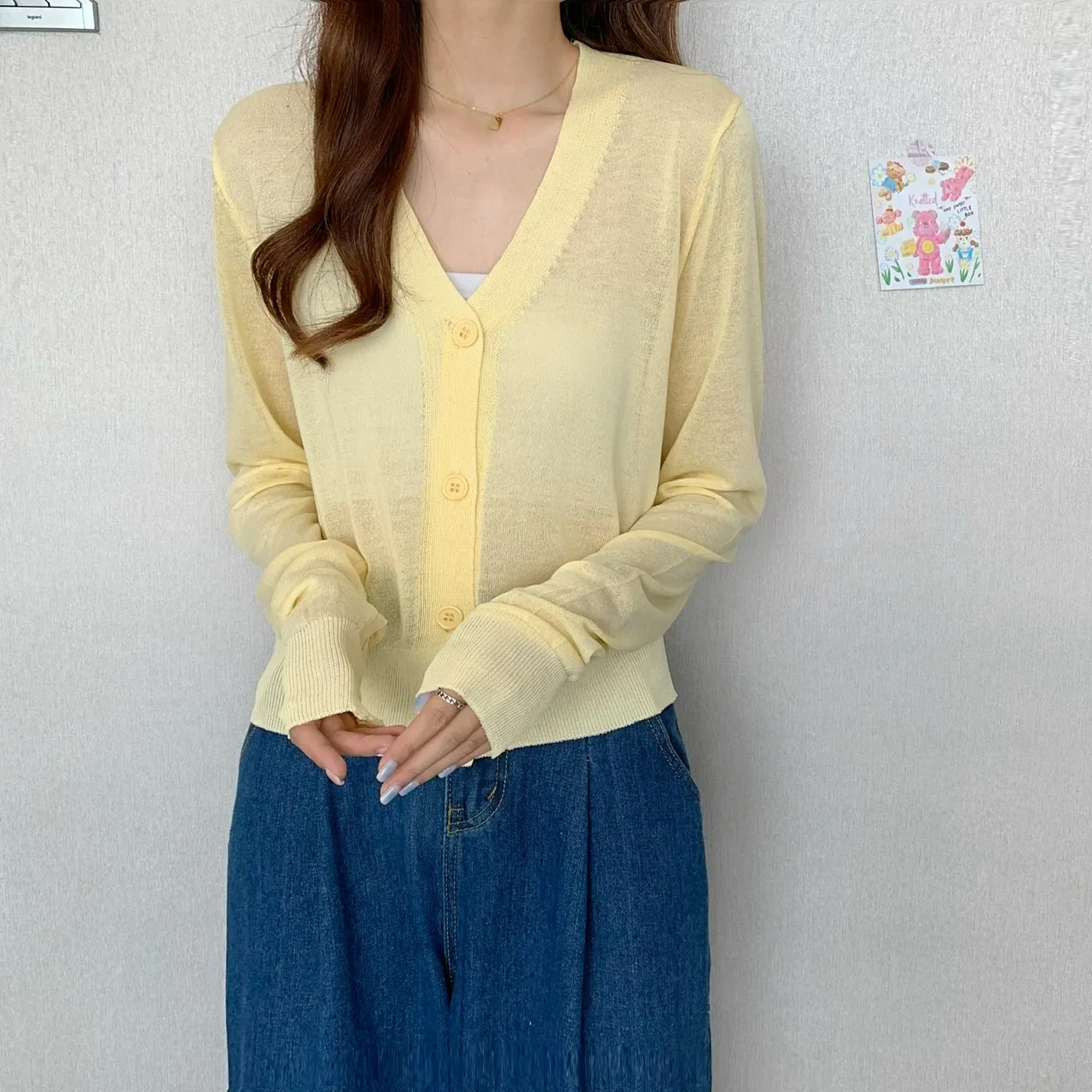 カーディガン HUECLOSET Trucy summer collar half knit DHgate.com:Womens Summer V-Neck Cardigan, Casual Transparent