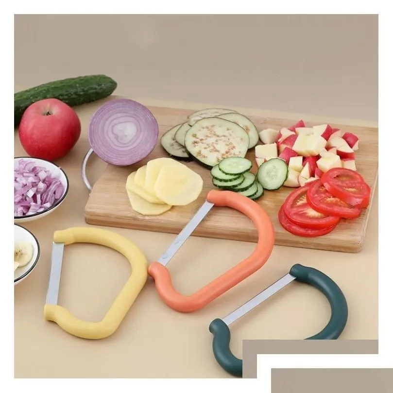 Fruit Vegetable Tools Slicer Handheld Salad Tool Portable Creative Potato Tomato Cucumber Cutter Banana Ham Kitchen Q765 Drop Delivery Otoa0