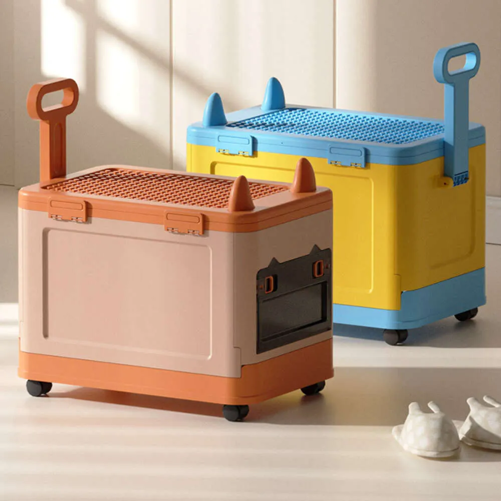 1 Stück dekorativer Trolley, Faltbox mit Rädern, Bauklötze-Finishing-Behälter, Spielzeugbuchbehälter, Organisation und Aufbewahrung für Küche, Badezimmer, Schlafzimmer, Wohnzimmer