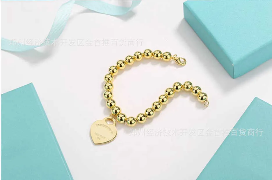 Original brand TFFs large love rose gold silver bead round bracelet female temperament trend With logo