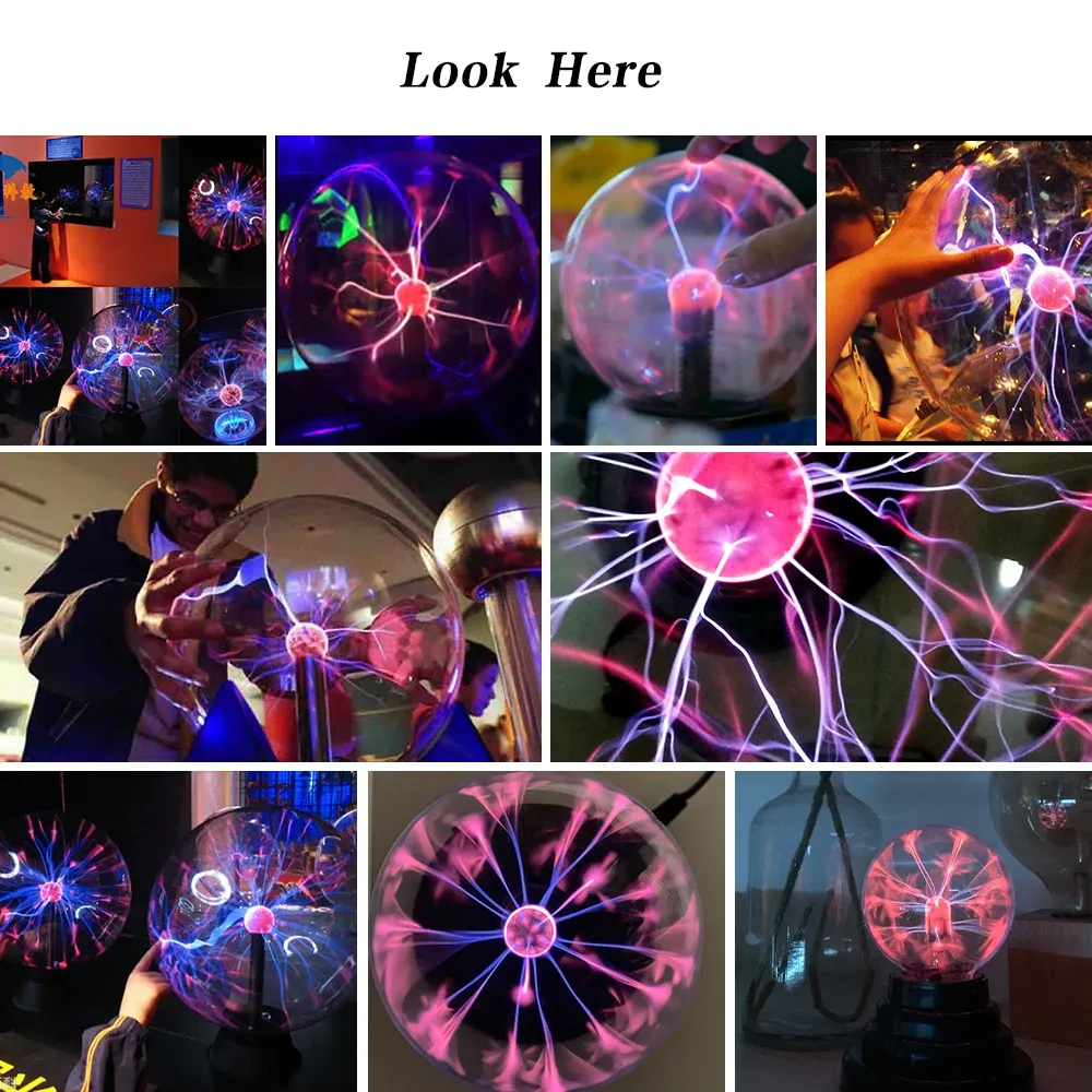 3/4/5/6/8 Zoll Neuheit Magic Plasma Ball Night Lights 220V Touch Sensitive Atmosphäre Weihnachten Kinder Geschenk Desk Dekor Neuheit Lampe