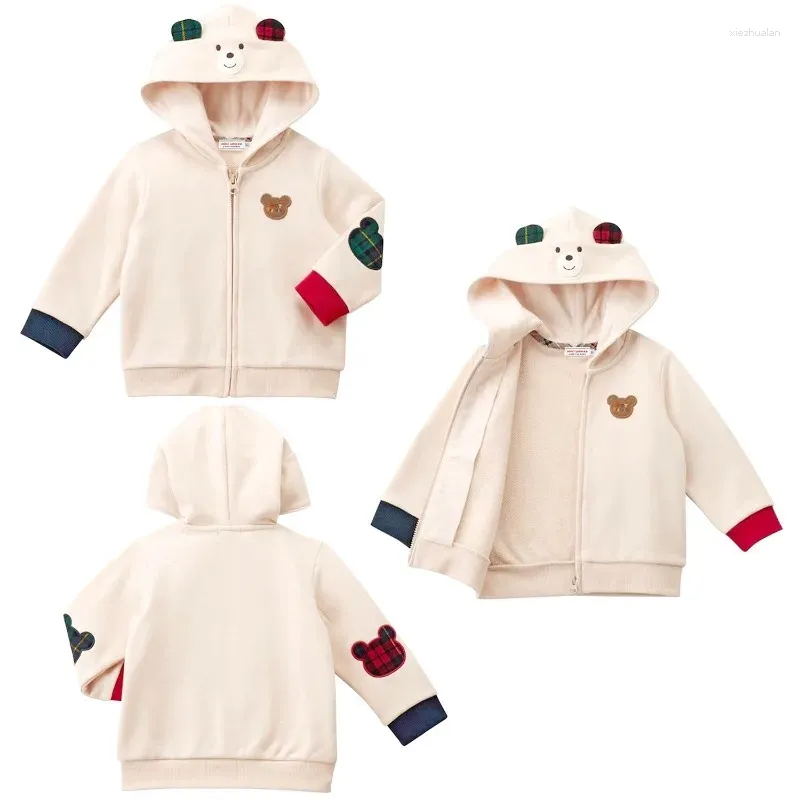 Kurtki dla dzieci z kapturem z kapturem kreskówka niedźwiedź listewek wierzchnia odzieży wierzcha ubrań dziecięcych chłopcy kurtka koreańska płaszcza roupa