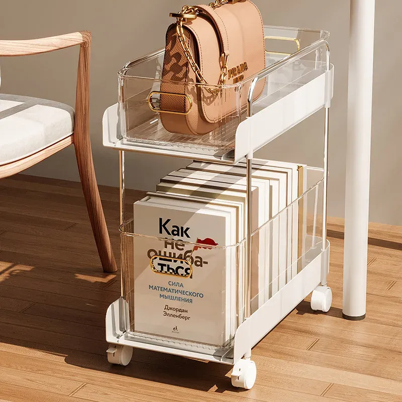 Racks Office Bag Artifact Table Under The Mobile Bookshelf School Bag Office Desktop Storage Cabinet Small Trolley Shelf Home Storage