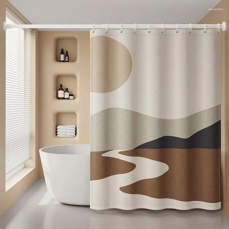 Rideaux de douche épaissi imperméable rideau empêcher la moisissure tissu lavable salle de bain avec 12 crochets accessoires