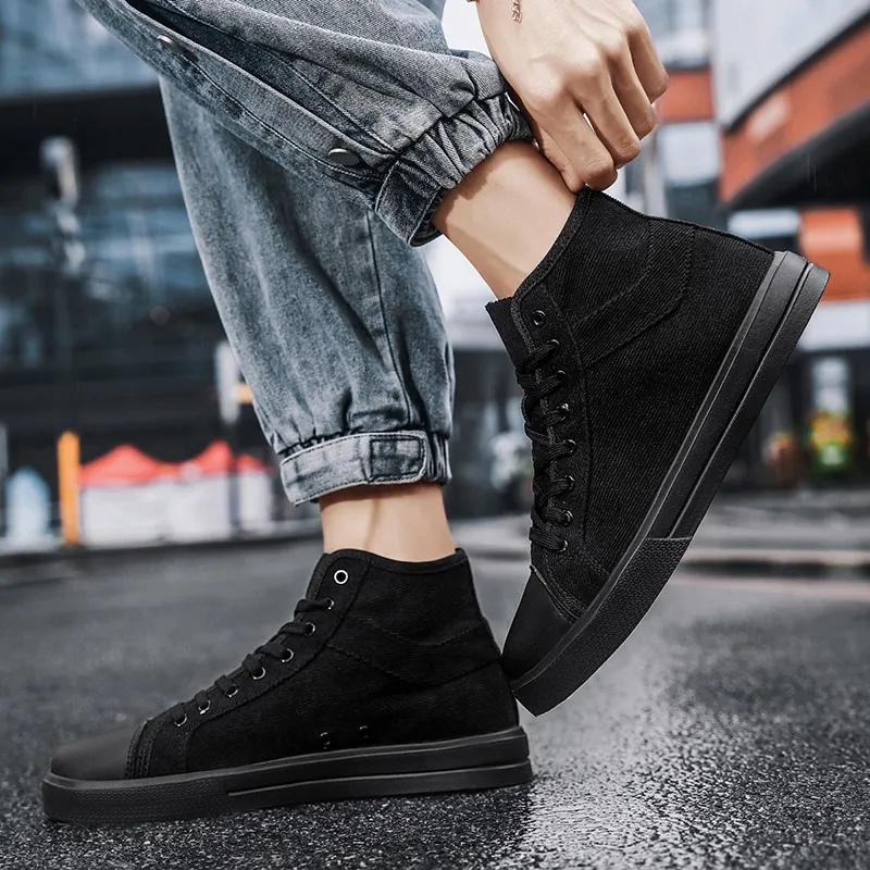 mens black high top casual shoes