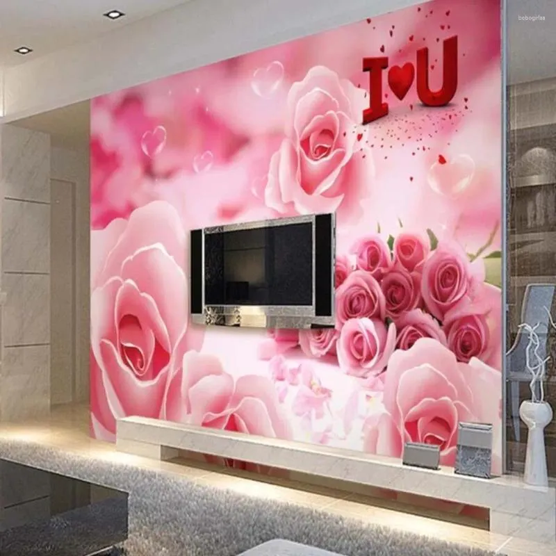 Wallpapers Modern Hand Painting Colorful Rose Flower Murals Wallpaper Roll For Living Room Home Wall Decor Customize Landscape Mural