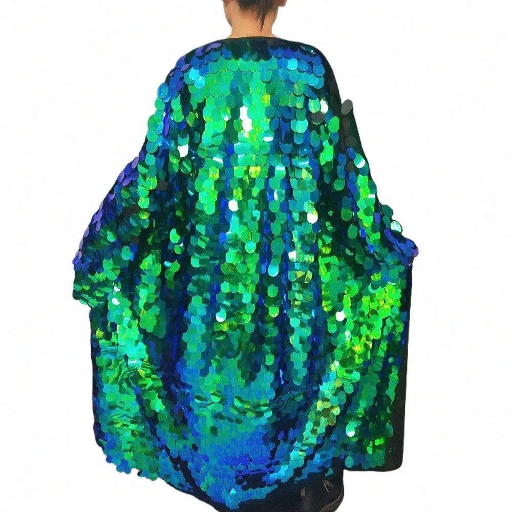 Oro Verde Paillettes Maglia Lg Cappotto Del Partito Passerella Spettacolo Cappotto Prestazioni Costume Bar Discoteca Maschio Donne Bling Costume di Ballo f076 #