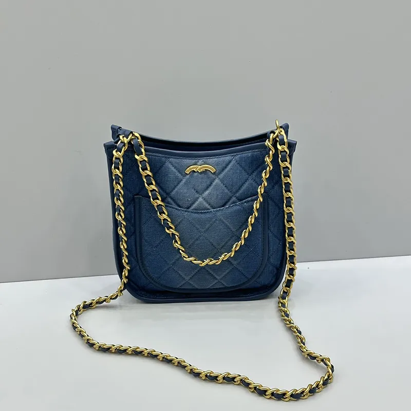 Women Designer Blue myted dżinsowe torby na ramię złota metalowa sprzęt Matelasse łańcuch crossbody torebki o dużej pojemności damskie torebka próżna z woreczkiem 20x25 cm