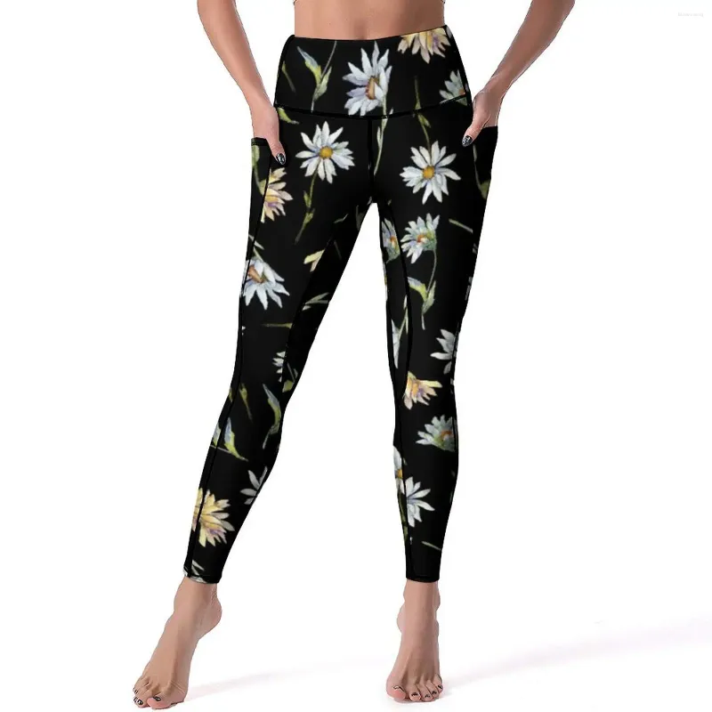 Kadın Taytlar Zarif Daisy Suluboya Çiçek Fitness Gym Yoga Pantolon Push Legggins Hızlı kuru grafik spor tayt doğum günü hediyesi