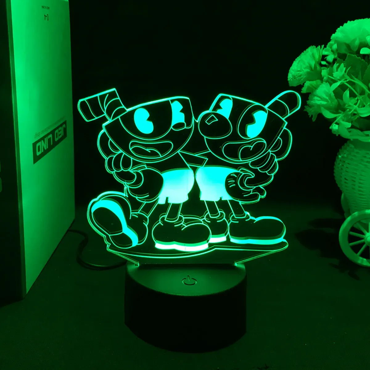 3D Game Figure Cuphead Mugman LED Night Light Lamp for Kid Bedroom