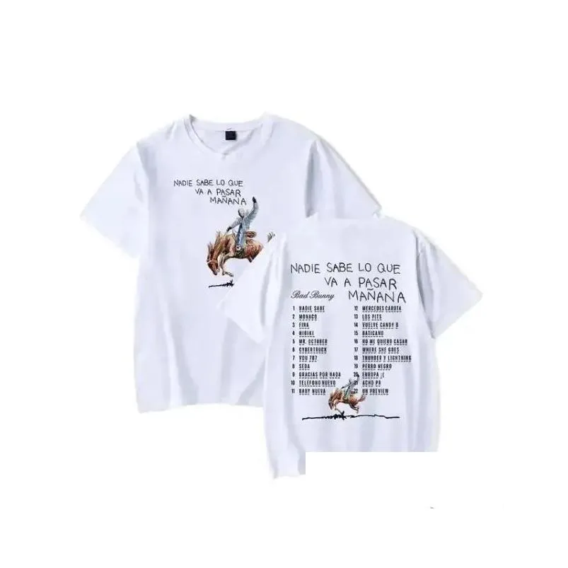 T-shirt da uomo Rapper Bad Bunny Most Wanted Tour 2024 Maglietta oversize Donna Uomo Estate Moda O-Collo Manica corta Maglietta divertente Grap Otzyb