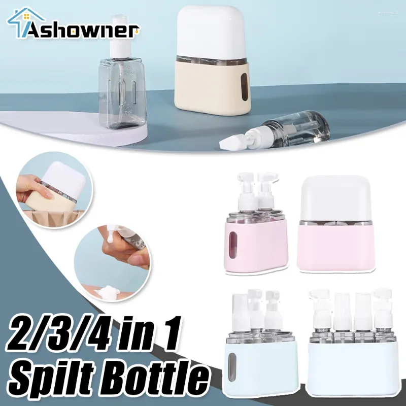 Liquid Soap Dispenser 2/3/4-In-1 Travel Refillable Bottle Set Combination Lotion Shampoo Shower Gel Empty Cosmetic Container Atomizer