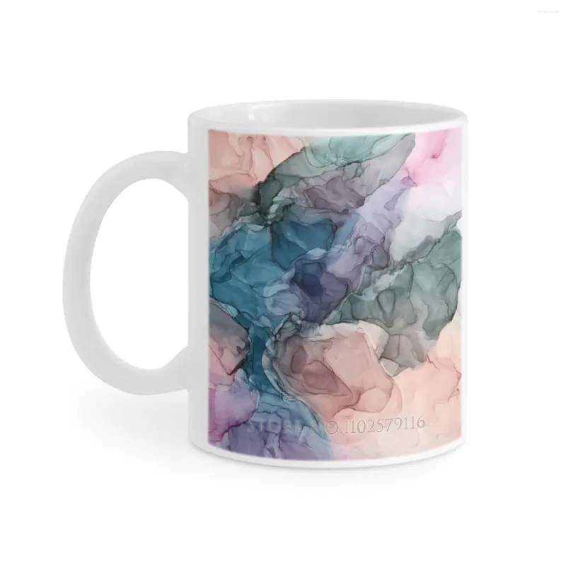 Muggar Heavenly Pastels 2 Original Abstract Ink Målning Vit mugg tryckt rolig Tea Cup Present Personlig kaffe Pastell Love