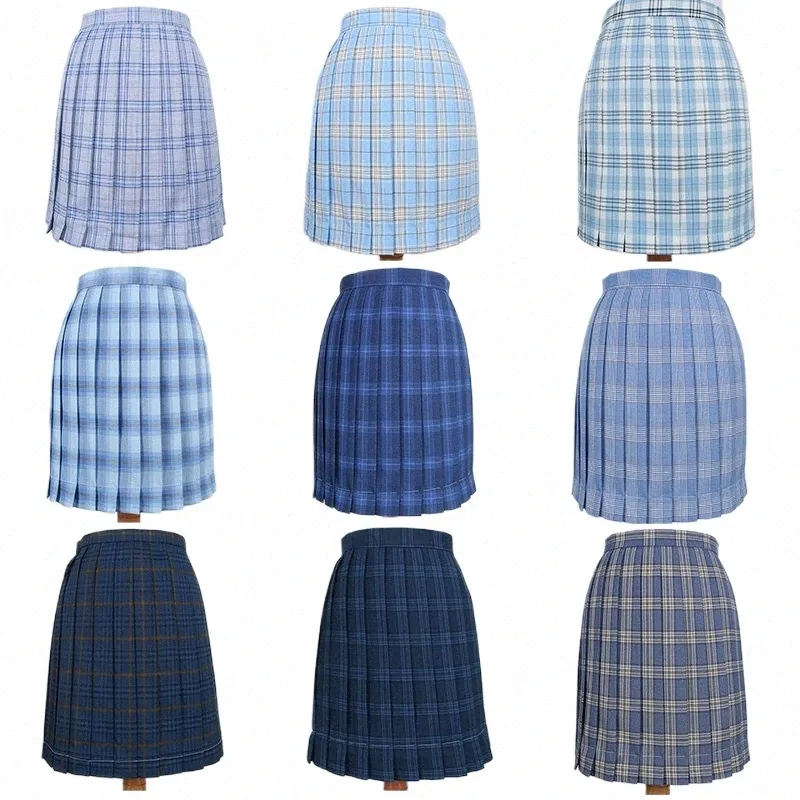 École japonaise Dres Blue Plaid Jupe plissée de haute qualité JK Uniforme Jupe Étudiants Cosplay Anime Sailor Suit Jupes courtes Y8MB #