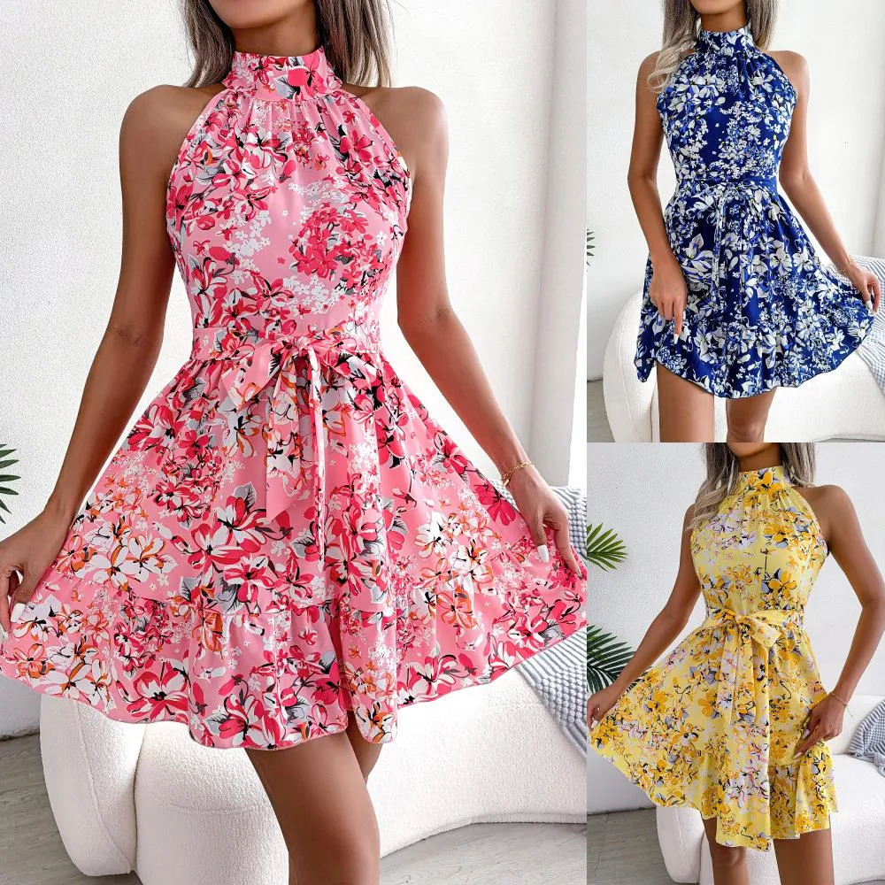 Lente en zomer elegante kanten jurk met ruches en grote swing bloemenjurk dameskleding