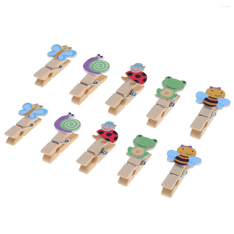 Cadres 10pcs Bois Po Clip Pinces à linge en bois Papier Peg Pin Craft Clips Pegs Photo pour et bricolage