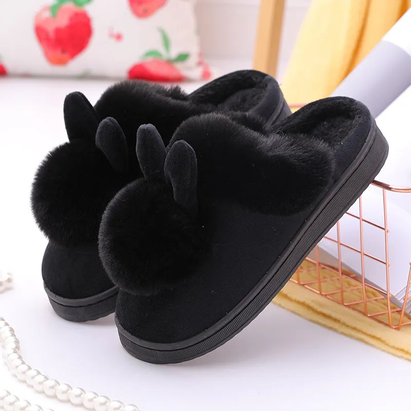 DL Women's Memory Foam Slippers - Fluffy Velvet Scuff With Non-Slip Sole (Pink/Gray) - View #9