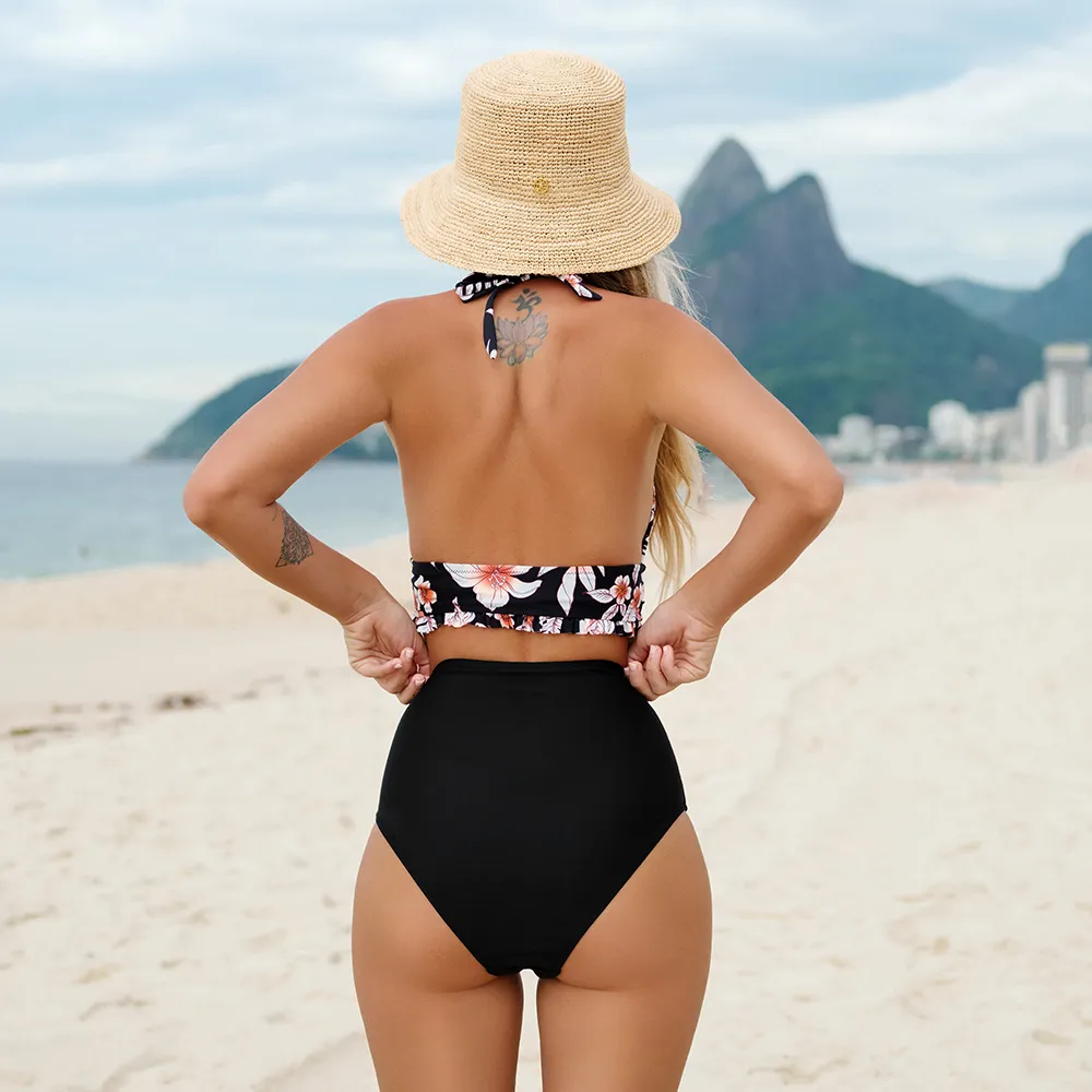 SEASELFIE High Waist Halter Tank Top Bikini Sets Sainsburys With V Neck And Ruffled Details Sexy Two Piece Swimwear For Women 2023 Beach Bathing Suit From Homepro6 30.43 DHgate.Com