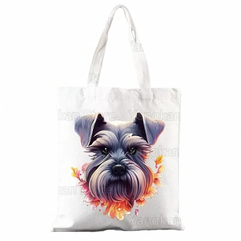 Schnauzer Damen Handtaschen Tuch Canvas Einkaufstasche Shop Reisen Frauen Eco wiederverwendbare Schulter Shopper Taschen Bolsas de Tela m7tM #