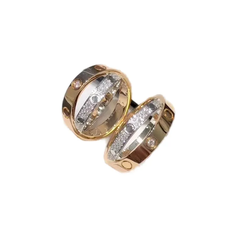 Anello di design vintage imposta due toni anello di diamanti da donna gioielli firmati per uomo lusso dy bague bijoux de luxe anello in argento placcato personalità zh206 E4