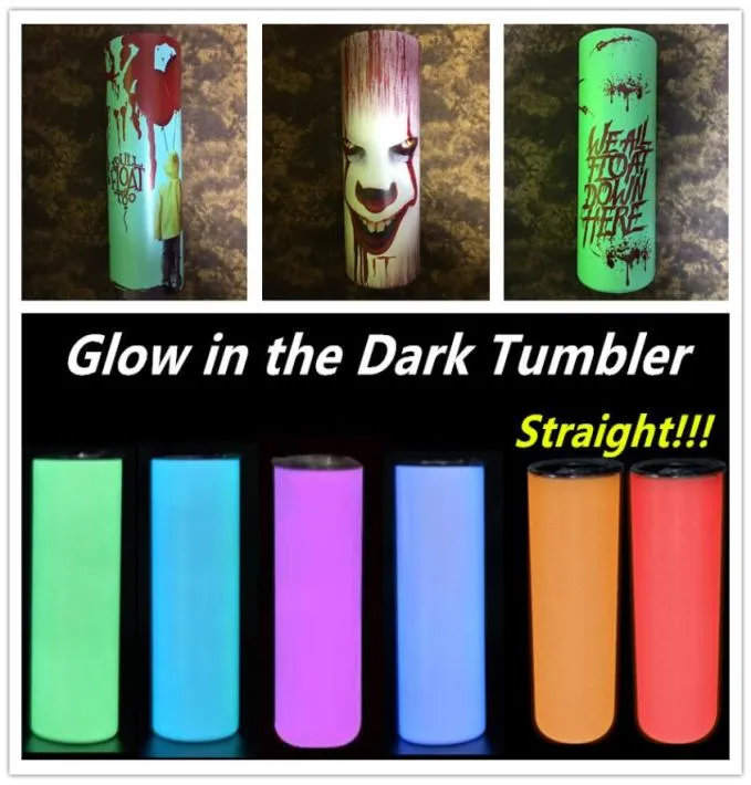 DIY Sublimatie Tumbler Glow in The Dark Tumbler 20oz STRAIGHT Skinny Tumbler met lichtgevende verf lichtgevende beker PINK6274784