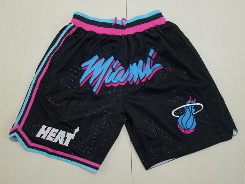 Mens''miami''Heat''authentic Koszykówka Retro Retro Haftowane swobodne sportowe szorty na siłownię 10