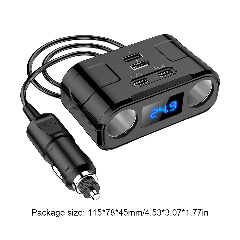 Cigarette Lighter Splitter 2 Socket Car Charger PD 22W & QC3.0 Fast  Charging With Digital Display From Ddmyearth, $23.69