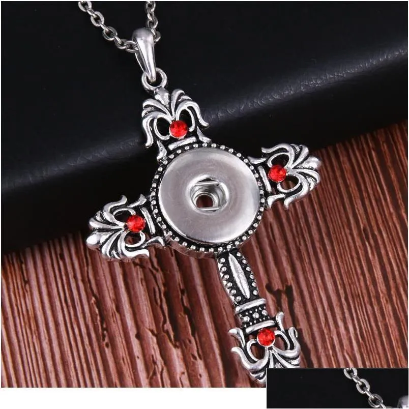 Pendant Necklaces Boom Life Trendy Faith Cross Style Snap Necklace Pendant With Link Chain Fit 18Mm Button Jewelry For Wo Jllnxg Drop Dhfyi