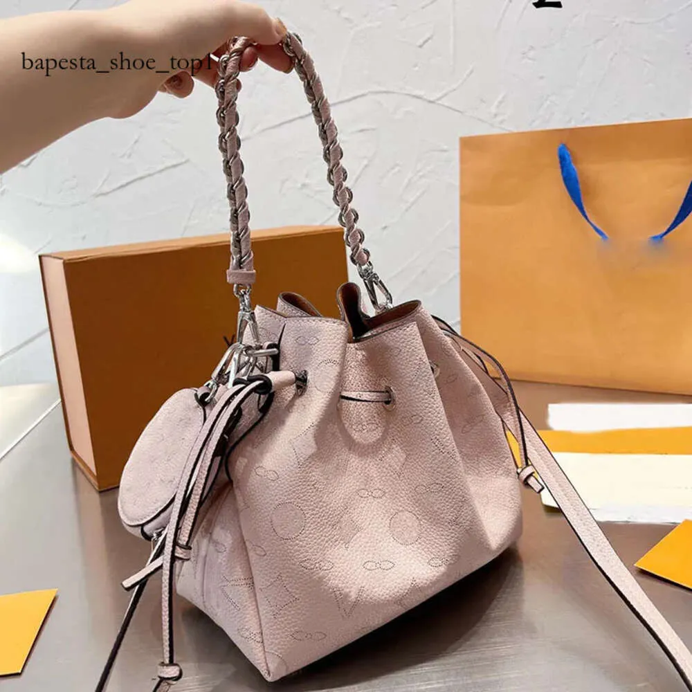 louiseviutionbag Leather Quality Woman Designer Hollow Mini Drawstring Bucket Bag with Round Coin Wallet Knitting Strap Lady Shoulder 6179 louies 9107 5476