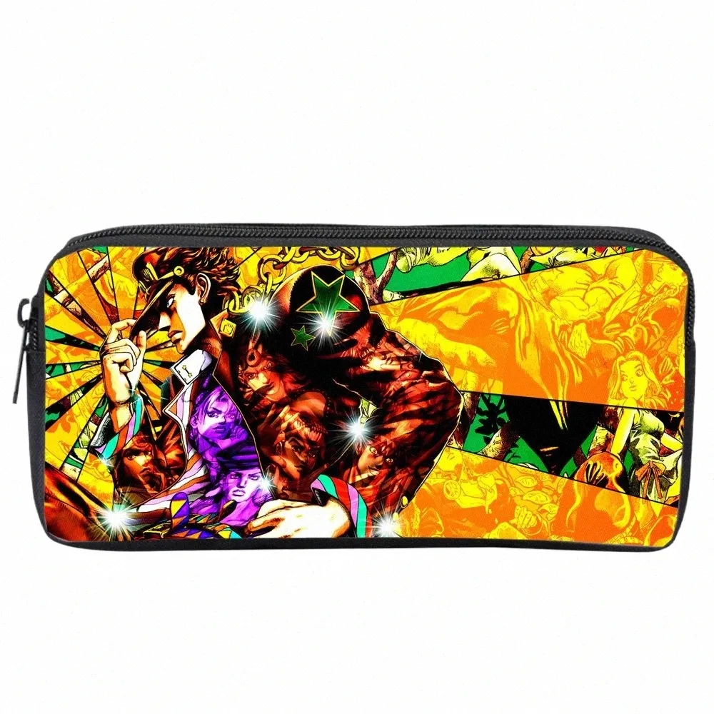 Anime Jojo's Bizarre Adventure Student Carto Pencil Case Garçons Filles Zipper Crayon Sac À Main Femmes Filles Maquillage Sac V4DA #