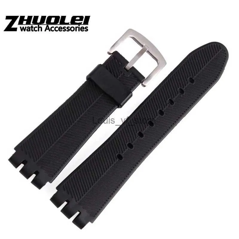 Bandes pour s élastique 23mm nouveau haute qualité noir doux étanche plongée Sile sangles en caoutchouc bracelet H240330