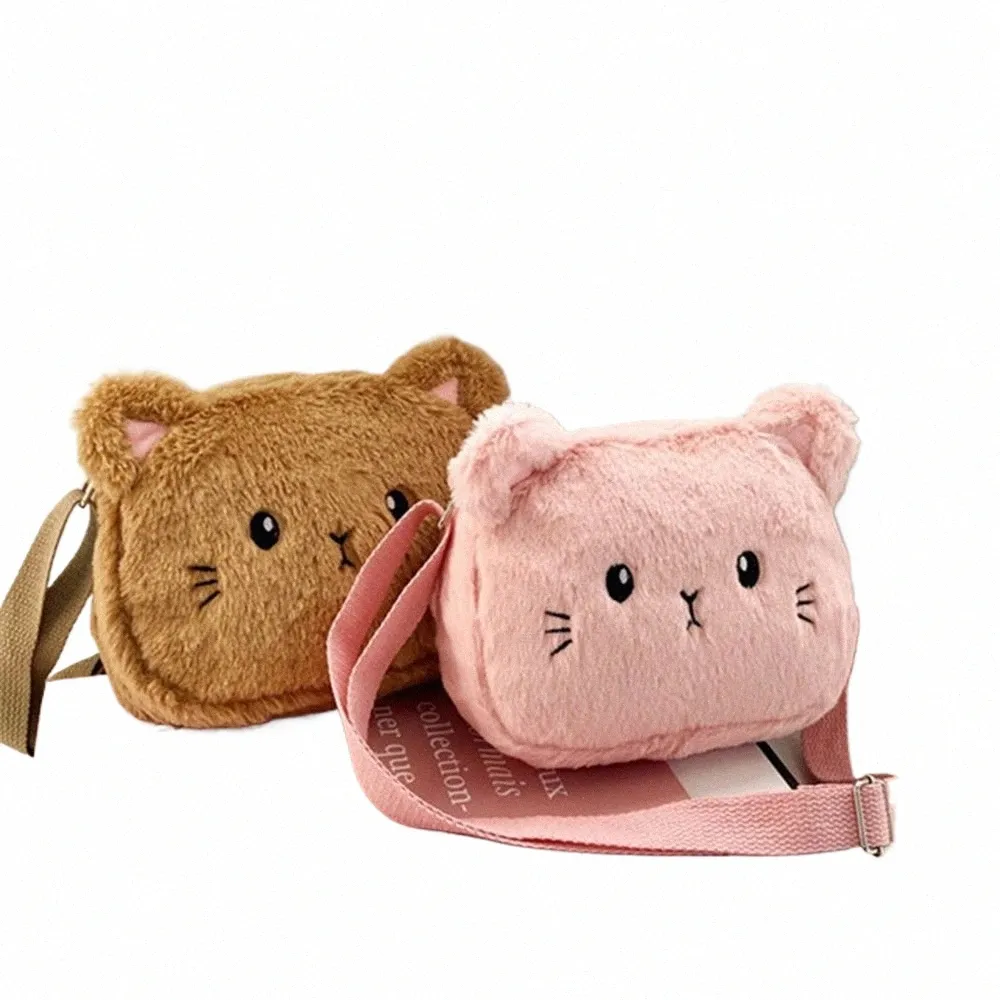 new Cute Soft Plush Children's Shoulder Bag Carto Cat Baby Girls Menger Small Bags Kids Handbags Coin Purse x7th#