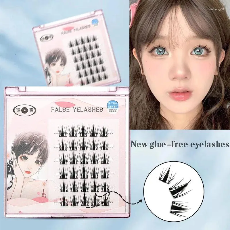 False Eyelashes Glue-Free Self-Grafting Segment Single Cluster Flare Lashes Magnetic Korean Makeup Lash Extension