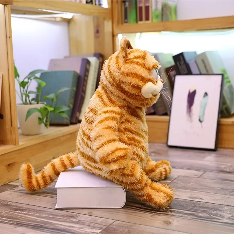 Fat Orange Plush Cat Stuffed Animals Toy, Lifelike Yellow Tabby