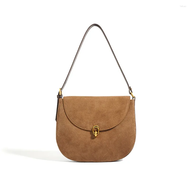 Cordón de moda tendencia Color puro Simple Hobo axilas bolsas de cuero esmerilado invierno versátil mujer Sling bolso de hombro