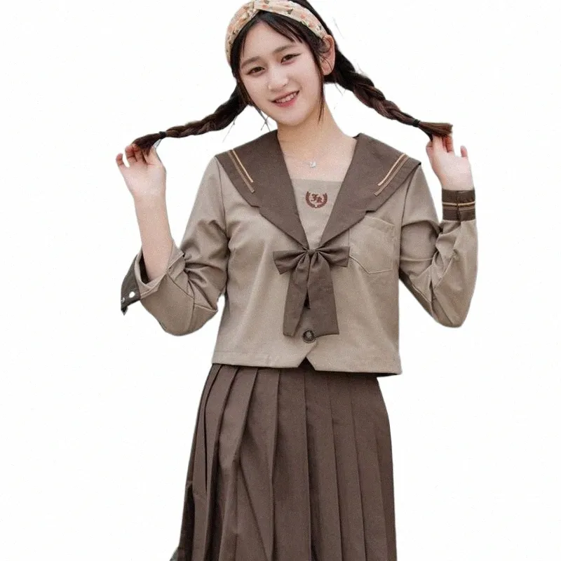 japansk mjuk tjej ortodox jk enhetlig kjol brun brun kany deformati lapel två sjöman kostym japansk skolflicka kostym l7eb#