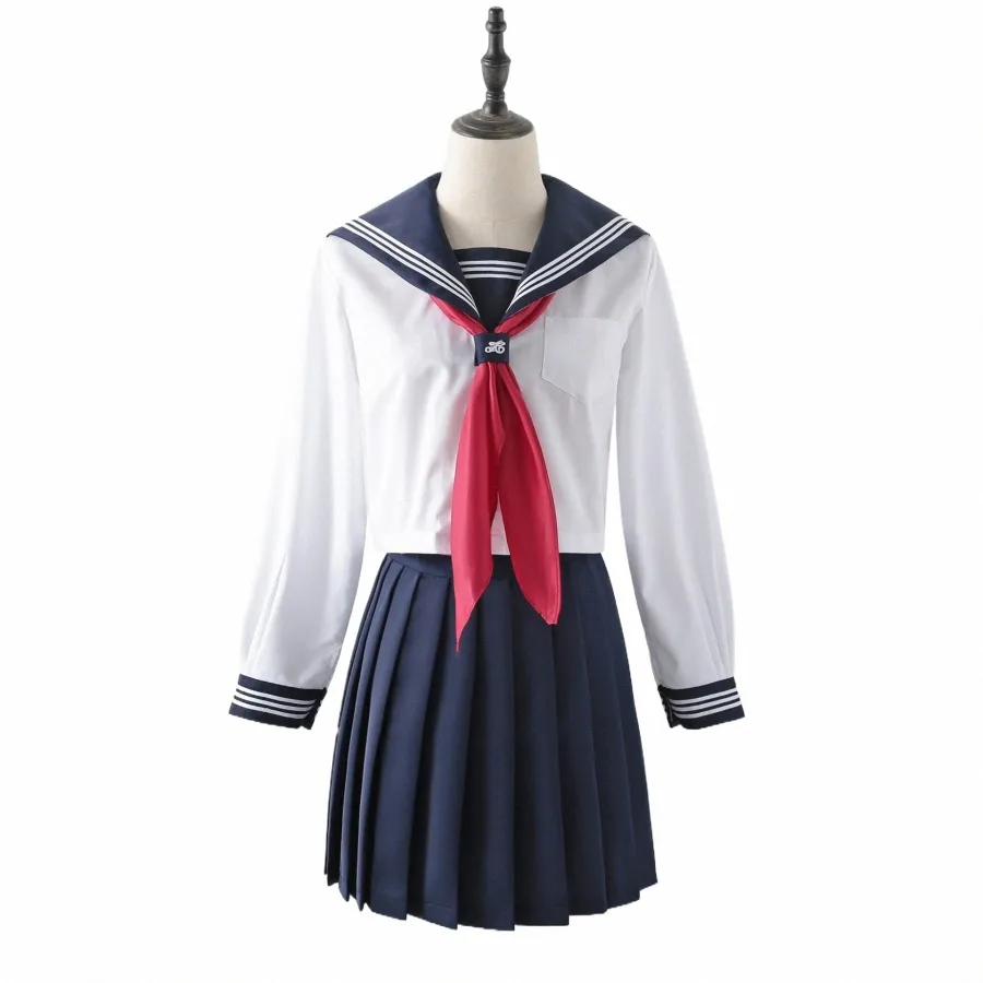 Japonais JK Costume Trois Lignes Femme Uniforme Scolaire Lycée Marin Costume Marine Cosplay Costumes Étudiant Filles Jupe Plissée j9Pz #