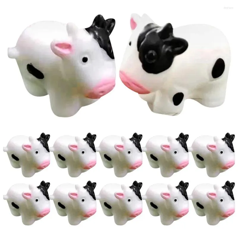 Garden Decorations 12 Pcs Animals Micro Landscape Flowerpot Miniatures Adorn Tiny Statues Cow Ornaments White Adornment Decor