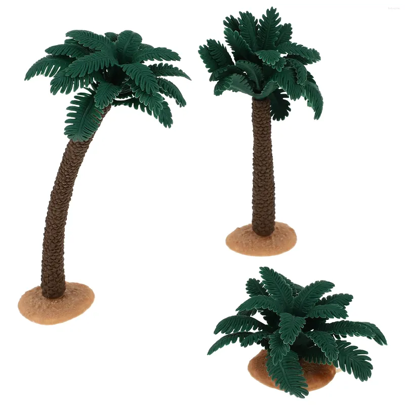 Dekorativa blommor 3 datorer Coconut Tree Model Toy Miniature Gardening Decoration Decorate Micro Landscape Ornament Flowerpot Plastic Modeling