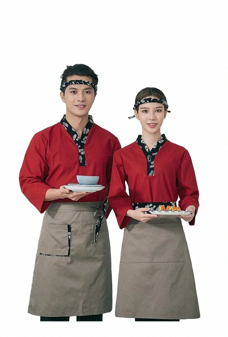 1 pièce japonais Cuisine Chef Suisse Sushi Service Uniforme Restauration Costume de travail Kimo Work Wear Men Waitr Uniforms F5KX #