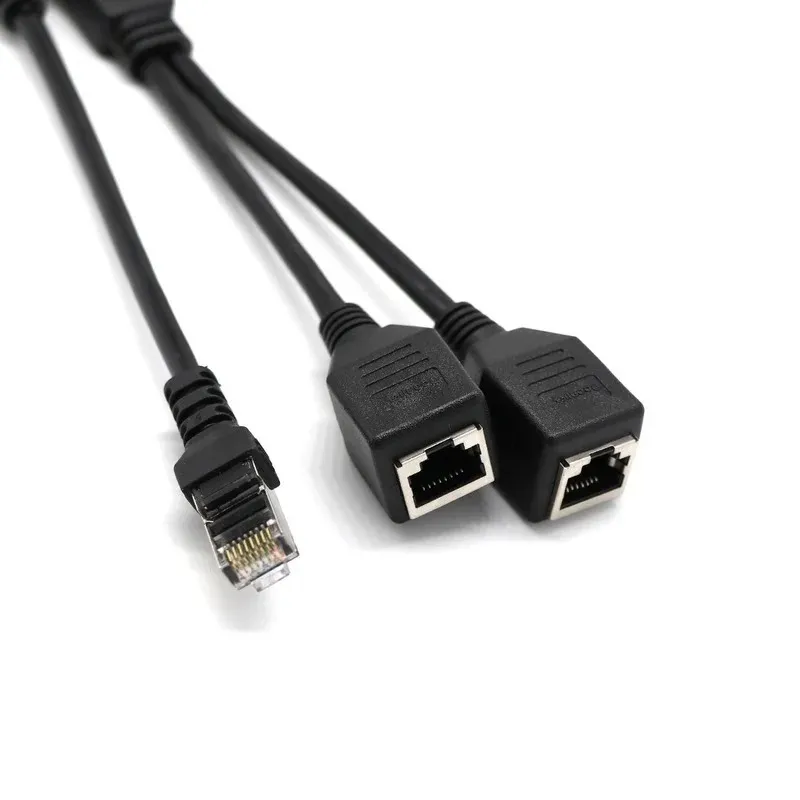 RJ45 1男性から2女性ソケットポートLANイーサネットネットワークスプリッターy安定したトランスミッションcat5e cat5 cat6イーサアダプターイーサネットネットワークスプリッター