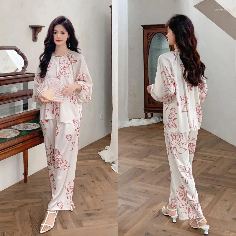 Accueil Vêtements Twinset Pyjamas Ensemble À Manches Longues Pull Pantalon Femmes Vêtements De Nuit Pyjamas Décontractés Vêtements Rayonne Vêtements De Nuit