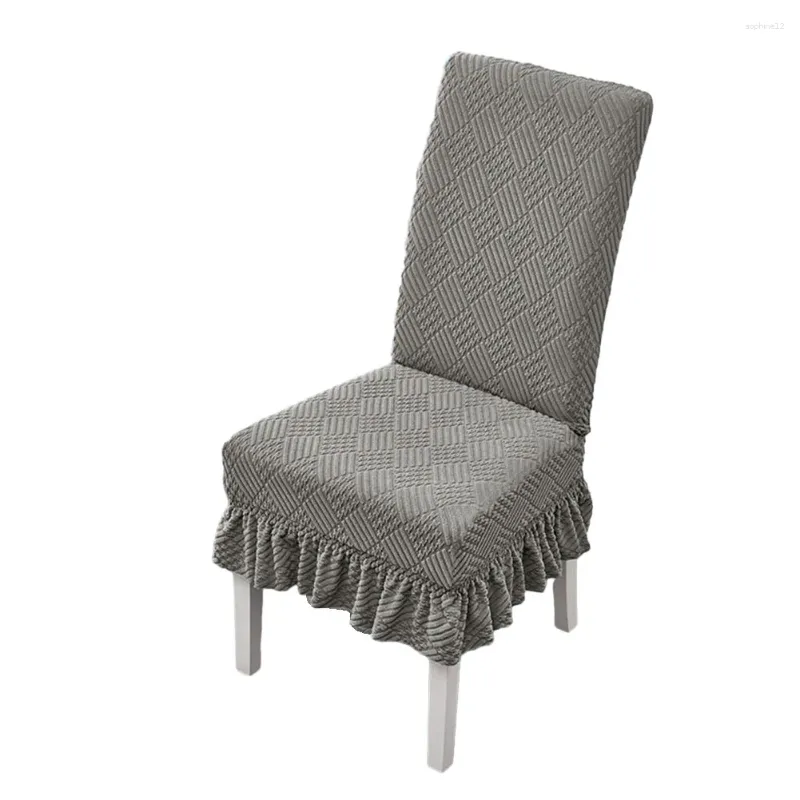 Housses de chaise 1pcs élastique universelle couverture de salle à manger douce anti-rides tricotée jacquard velours table et option 7 couleurs