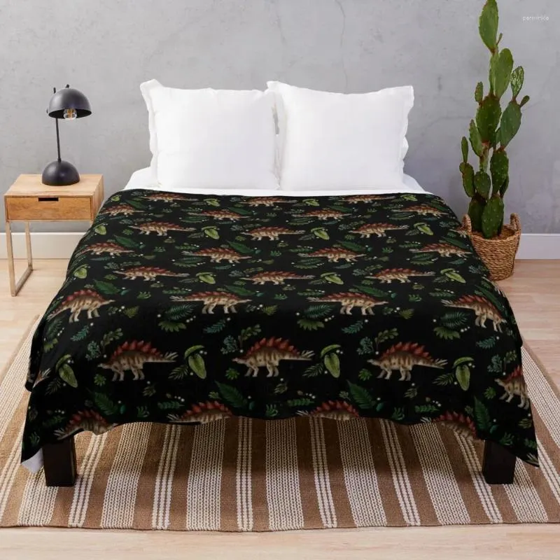 Filtar Stegosaurus Forest Leopard Print Bed Boho Vintage Style Throw Filt
