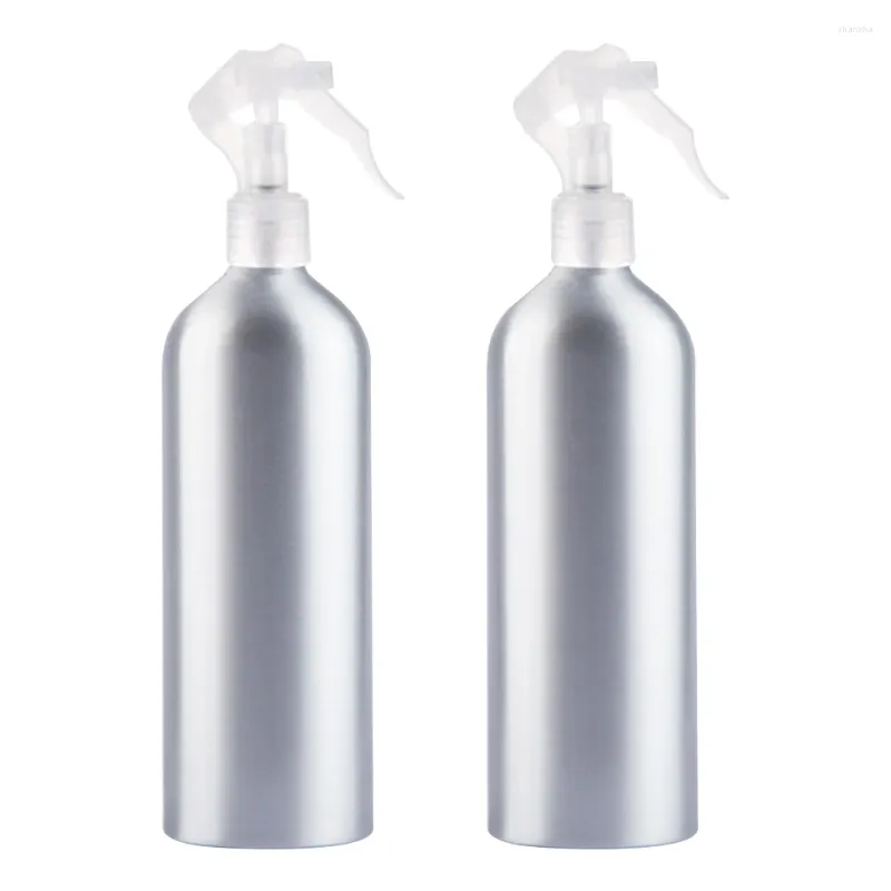 Lagringsflaskor 2 st 200 ml aluminium sprayflaska tom påfyllningsbar dimvattens sprutdispensers för rengöringslösningar hår eterisk olja