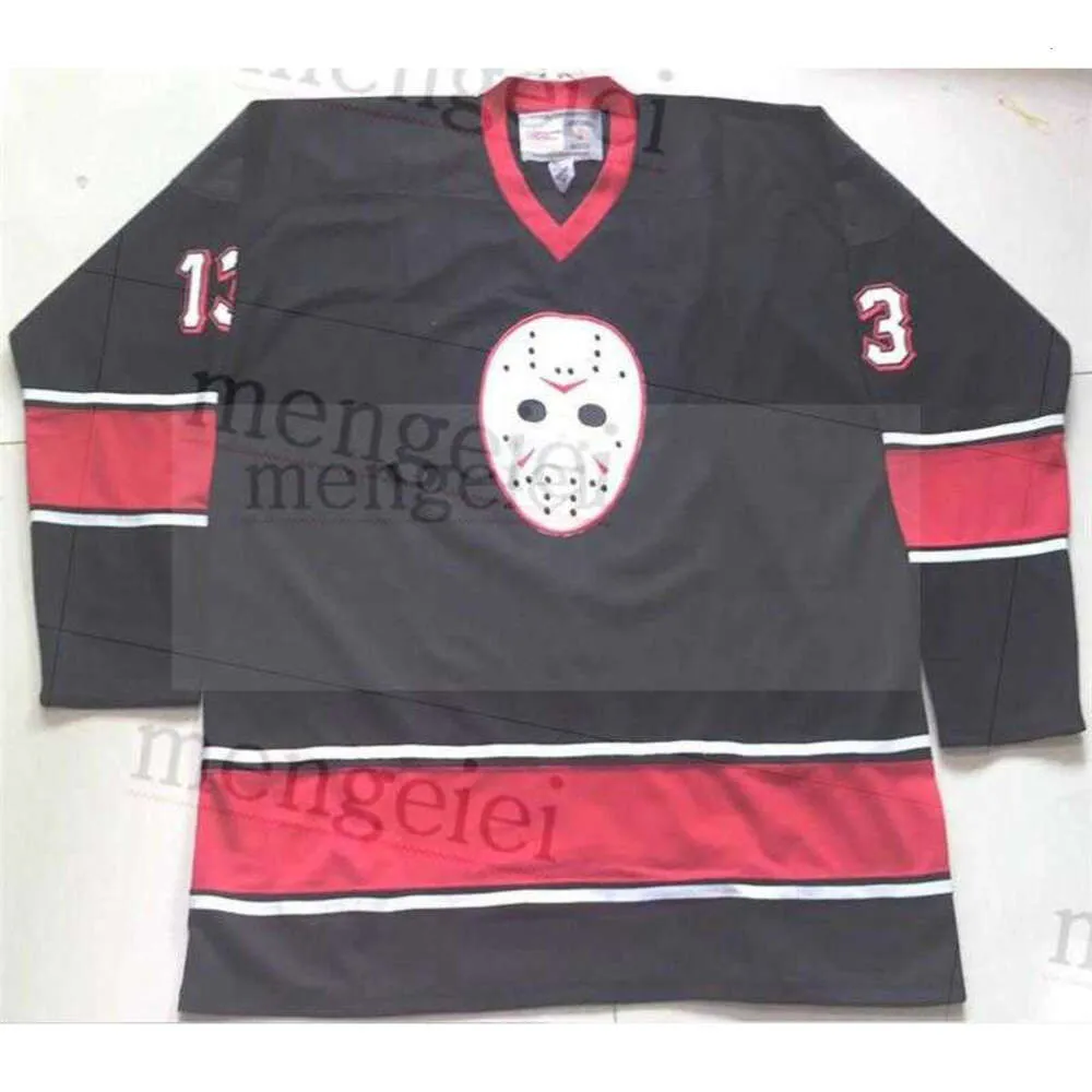 24S Zeldzame leeftijd 1980 Vrijdag de 13e Jason Voorhees Hockey Jersey Borduursel Gestikt Pas elk nummer en naam Jerseys aan