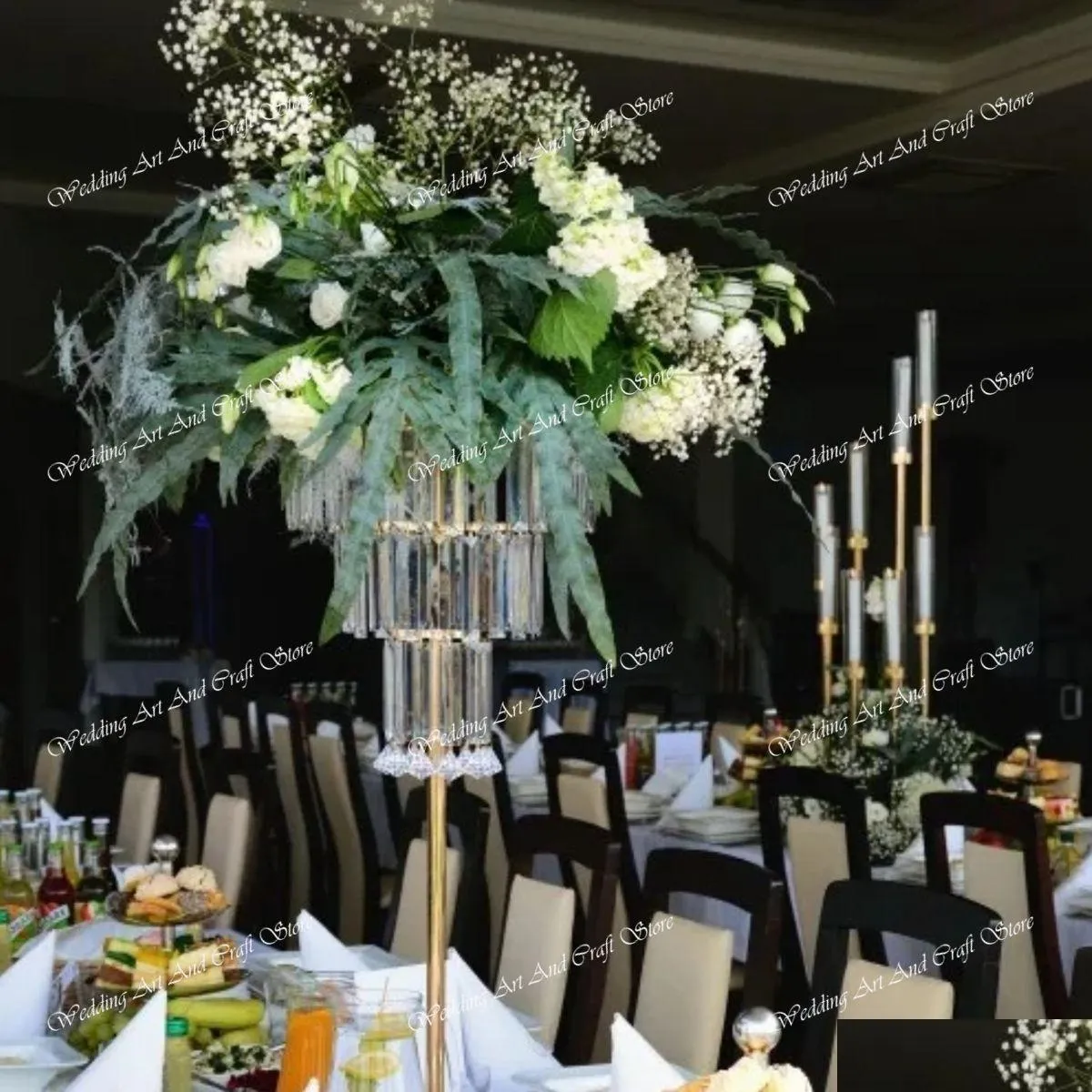 Decoração de festa 80cm / 120cm com luz candelabros acrílico castiçais mesa centerpieces flor stand castiçal decoração gota deliv dhjy0