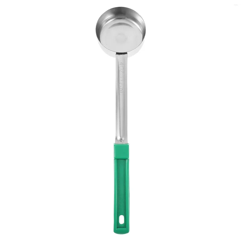 Spoons Angoily Portion Control Ladle Spoon Mätning av 4 oz rostfritt stål (grönt handtag)